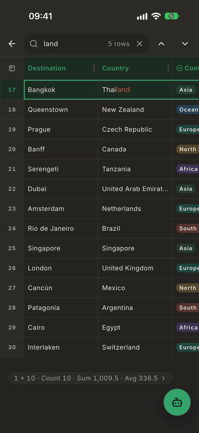 The search field with 5 matching rows and the first match highlighted